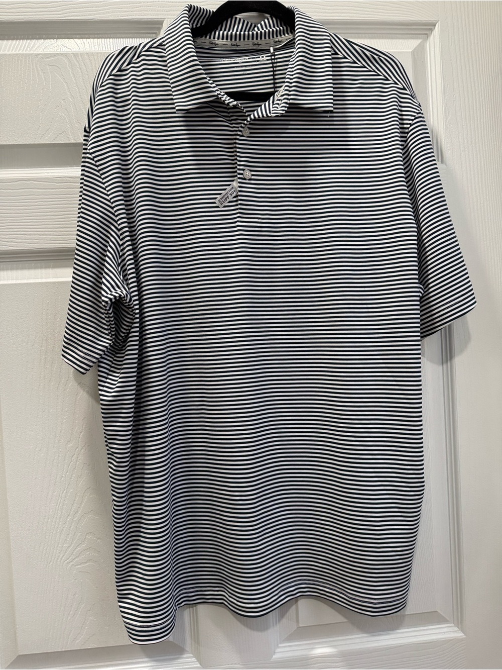 Walter Hagen Navy & White Striped Golf Polo
